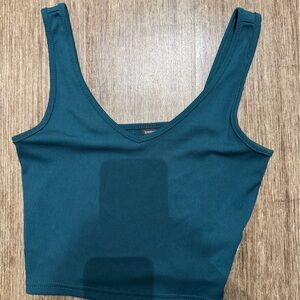 SHEIN Blue Fitted Crop Tank Top